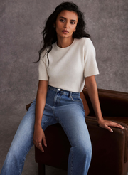 Cream Fluffy Knitted T-Shirt