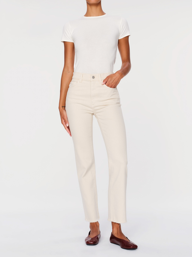 Patti Straight High Rise Ankle Jeans | Ecru