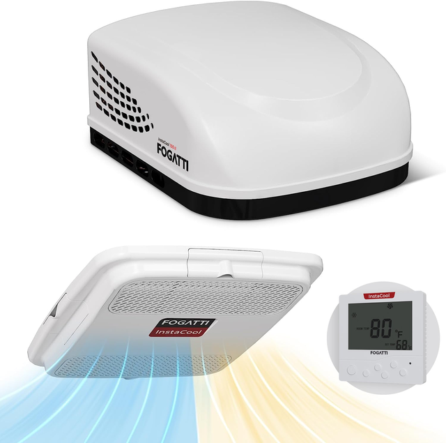 Fogatti InstaCool 150P Ⅱ RV Rooftop Air Conditioner | Heat Strip | Replaceable Non-Ducted RV AC
