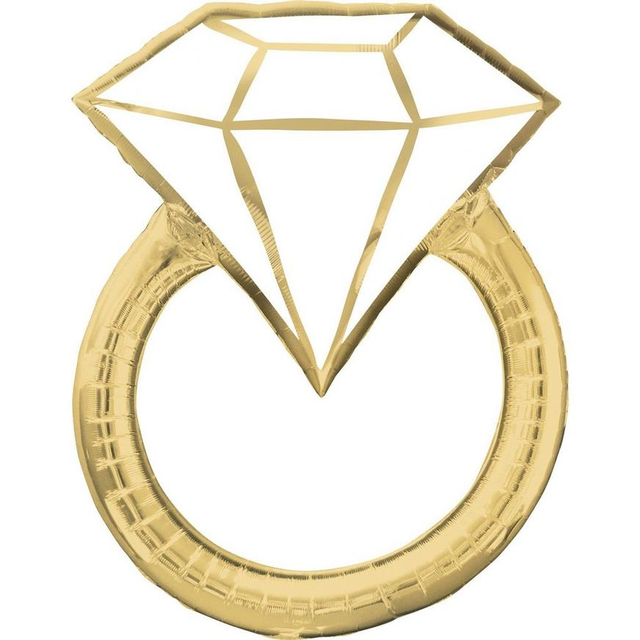 Giant Gold Engagement Ring Foil Balloon, 30in