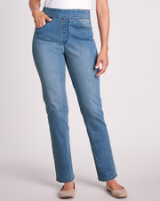 DenimEase Flat-Waist Pull-On Jeans