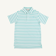 Prim & Proper Polo & Onesie - Turks Teal Stripe with Edisto Egg Blue Stork