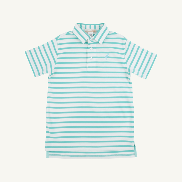 Prim & Proper Polo & Onesie - Turks Teal Stripe with Edisto Egg Blue Stork