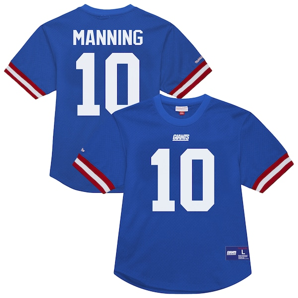 Men's Mitchell & Ness Eli Manning Royal New York Giants Retired Player Name & Number Mesh Top