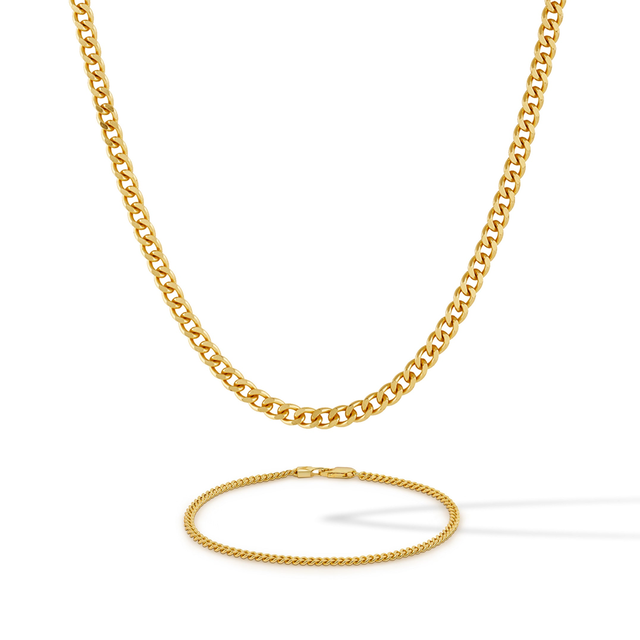 Curb Chain Set - Gold Set