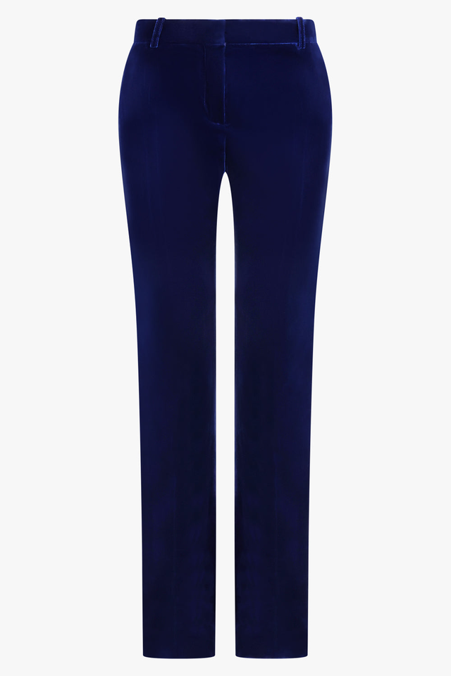 Fluid Velvet Straight Pant | Blue
