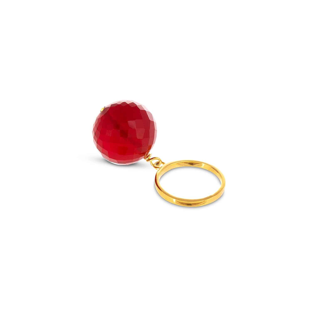 Bubble Red Onyx Gold Ring (adjustable)