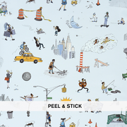 JOANA AVILLEZ'S STREET SCENES PEEL & STICK - MULTICOLOR ON SKY BLUE