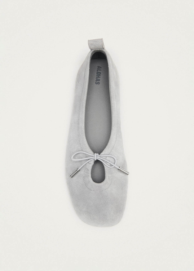 Rosalind Recycled Grey Leather Ballet Flats