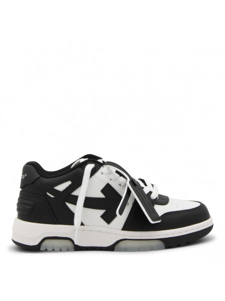 BLACK AND WHITE LEATHER OUT OF OFFICE SNEAKERS