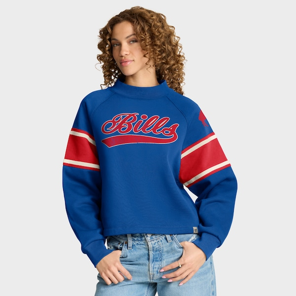 Buffalo Bills Fanatics Oversized Hometown Toss Sweep Mock Neck Pullover - Royal