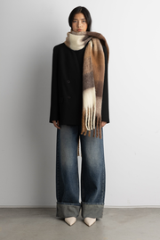 PATTERNED SCARF WITH TASSELS