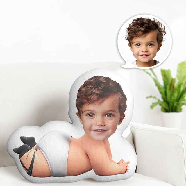 Custom Face Pillow Minime Baby Boss Wearing Diaper Doll Personalized Photo Gifts for Kids