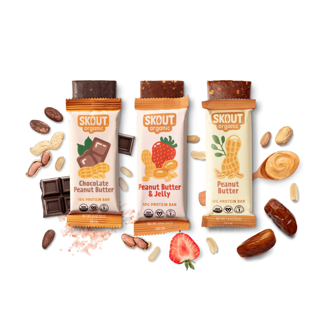 Skout Organic Peanut Butter Protein Bar Bundle - 15 Pack