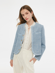 Single-Breasted Round Neck Women Jacket