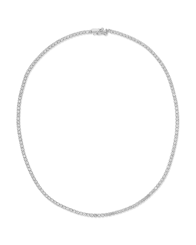The Prong-Set Tennis Necklace- Silver
