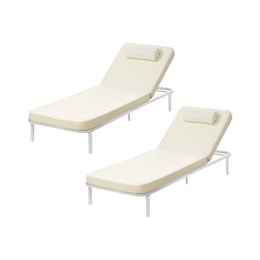 Livsip 2PCS Sun Lounge Outdoor Lounger Sofa Day Bed Beige