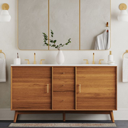 Mid-Century Double Bathroom Vanity (63"–72") - Acorn