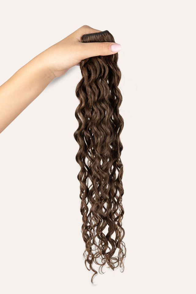 Bebonia Minis Dark Ash Brown Curly Hair Extensions
