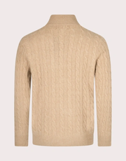 Cashmere Blend Quarter Zip Cable Knit Jumper