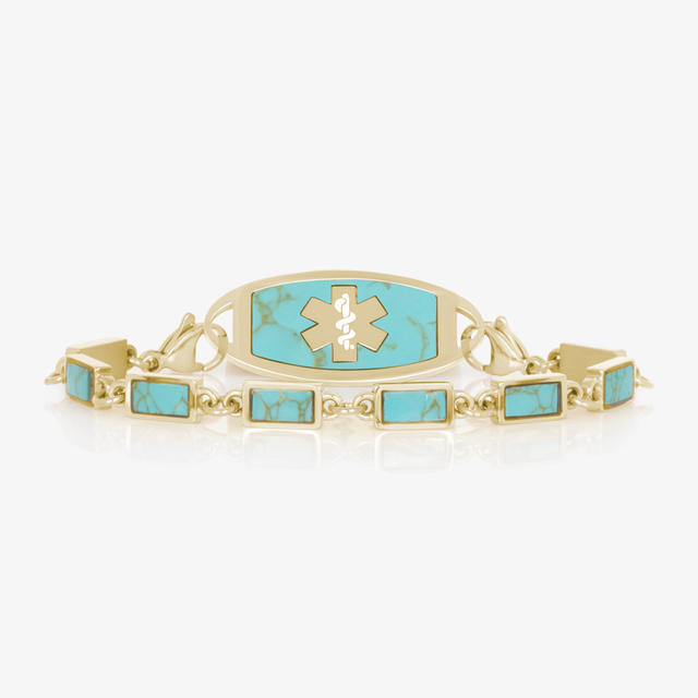 Bree Turquoise Medical ID Bracelet in Gold