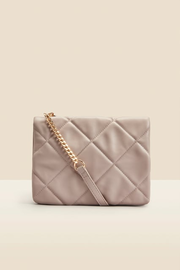 Taupe Quilted Cross Body Bag