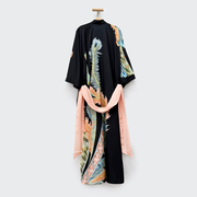 Peacock Feather Long Kimono Robe