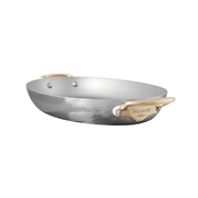 Mauviel M'ELITE B Hammered 5-Ply Oval Pan With Brass Handles, 13.7-Inch