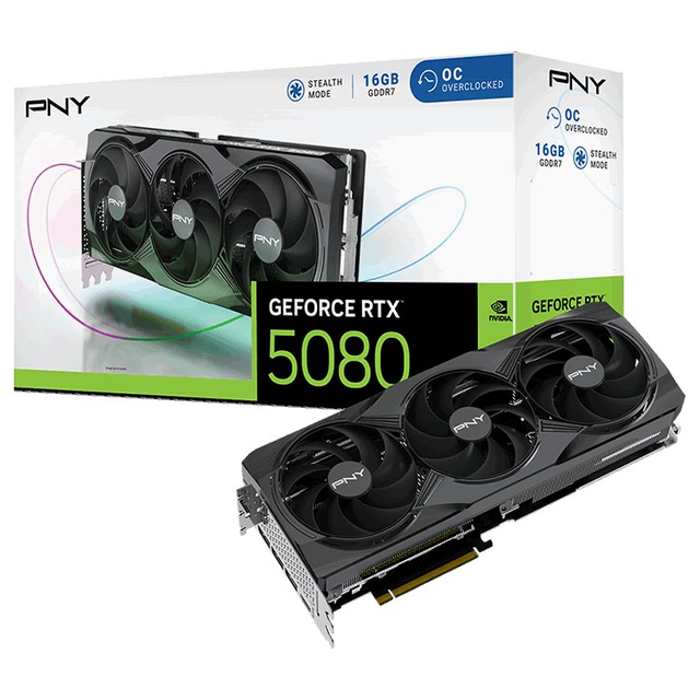 Buy PNY GeForce RTX 5080 Triple Fan OC GDDR7 16GB [VCG508016TFXPB1-O] | PC Case Gear Australia