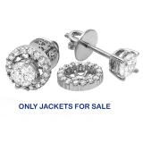 0.25 Carat (ctw) 14k White Gold Round Diamond Removable Jackets for Stud Earrings 1/4 CT