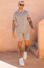 Geo Knit Shorts in Beige