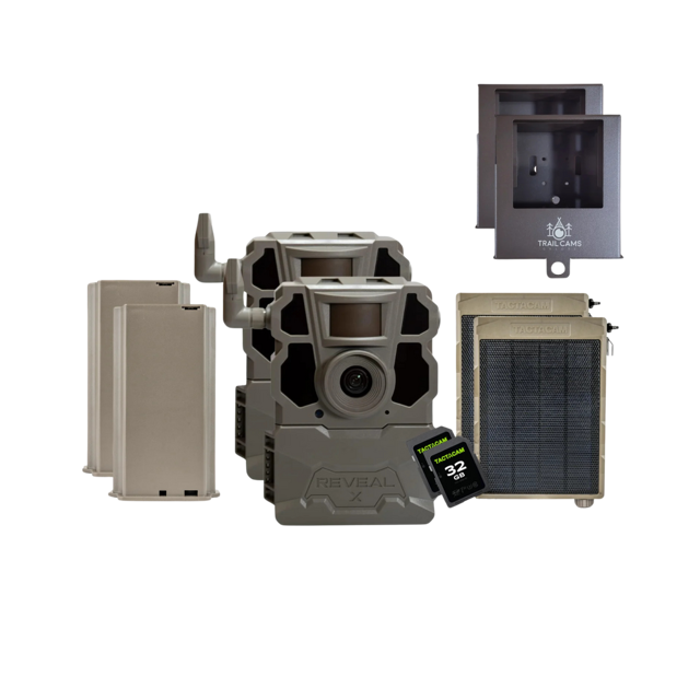 Buy 2 & Save! TACTACAM REVEAL X GEN 2.0 with Lipo Batteries, Solar Panels, Steel Security Cases, and SD Cards
