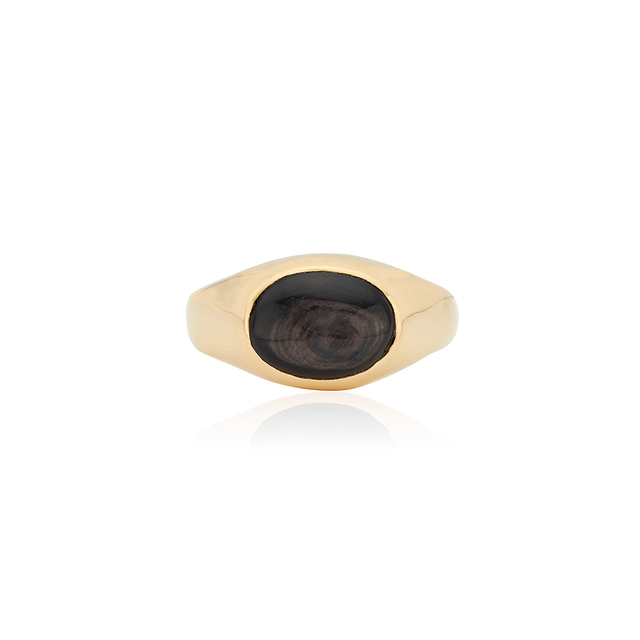 Small Oval Hypersthene Signet Ring