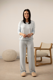 Cozy wide leg pant in morning blue