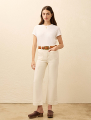 Stretch Terry Patch Pocket Ankle Pant - Egret