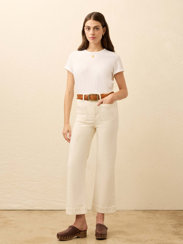 Stretch Terry Patch Pocket Ankle Pant - Egret