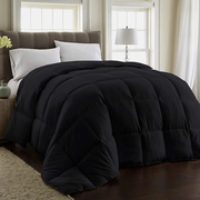 Goose Down Comforter Luxurious 750 Fill Power - 100% Egyptian Cotton Cover - Black (Solid)