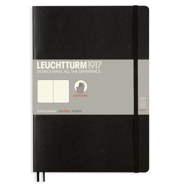 Leuchtturm 1917 Softcover Dot Grid Notebook in Black - A5