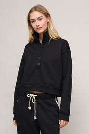 Line Up Button Henley Sweatshirt