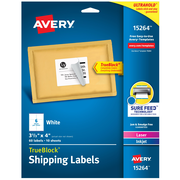 Avery® TrueBlock® Shipping Labels, Sure Feed™ Technology, Permanent Adhesive, 3-1/3" x 4", 60 Labels (15264)