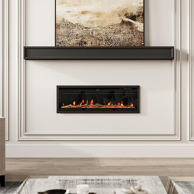 40/50/60/70/80 Inch Electric Fireplace 9 Colour LED Flame Effect Heater With Remote Control