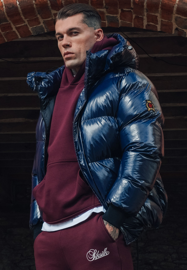 Blue High Shine Puffer Jacket