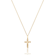 Solid Gold Single Genuine Diamond Tiny Cross Necklace