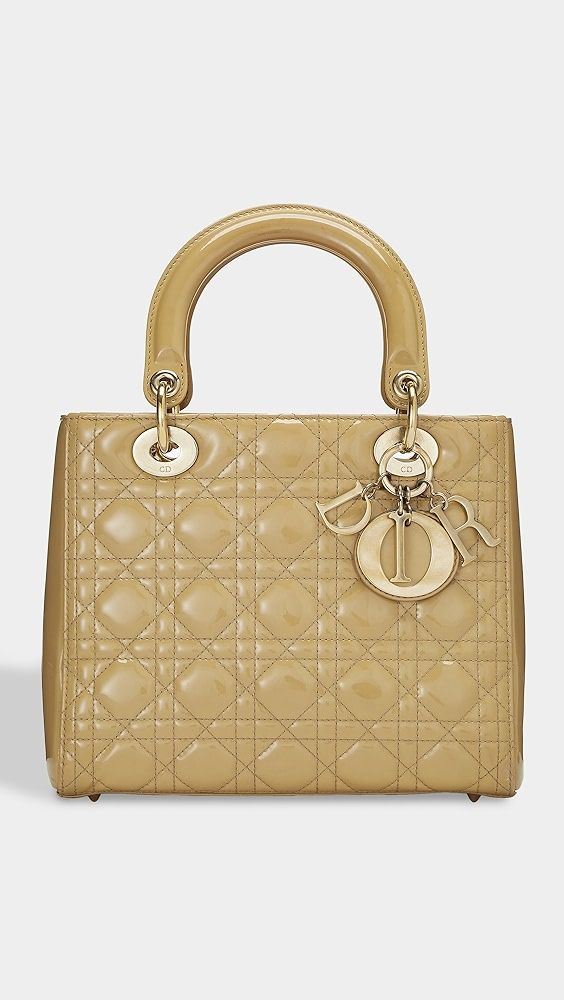 Dior Beige Patent Lady Dior Medium Tote