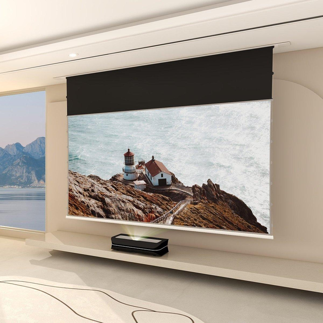 BUNDLE AWOL VISION LTV-3500 Pro/3000 Pro 4K Triple Ultra Short Throw Laser Projector&VIVIDSTORM PHANTOM Recessed In-Ceiling Motorized Tension UST ALR Projector Screen