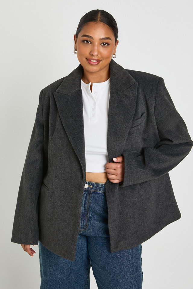 Plus Single Breasted Oversized Blazer