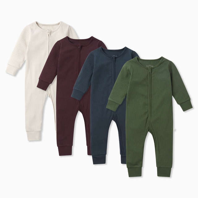 Ribbed Clever Zip Sleepsuit 4 Pack