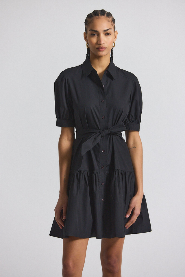 Luma A-Line Shirt Dress - Black