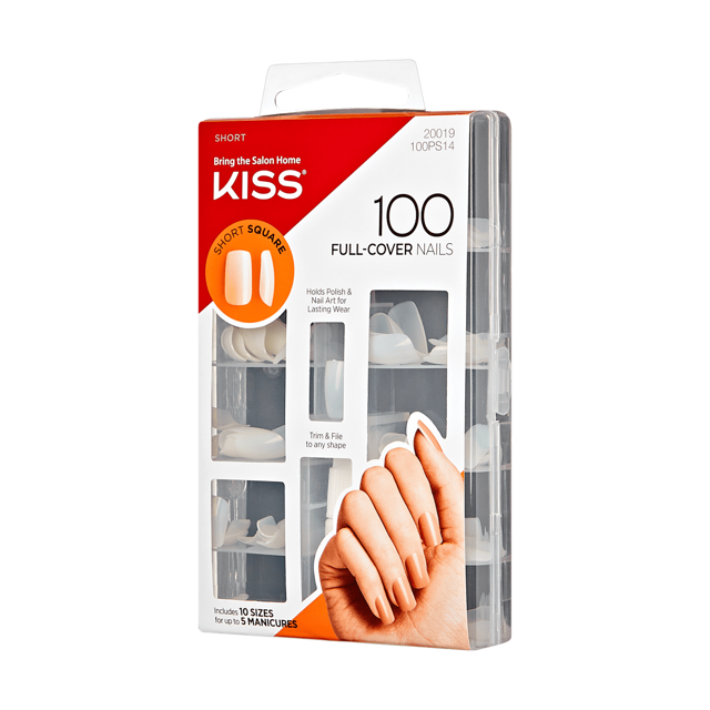 KISS 100 Full-Cover Nail Kit - Short Square