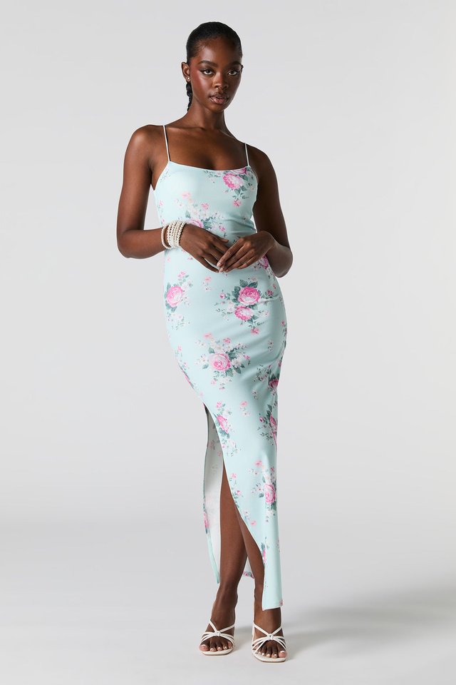 Ribbed Slit Bodycon Maxi Dress